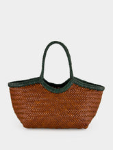 Dragon Diffusion Nantucket Small Tan and Green Woven Tote