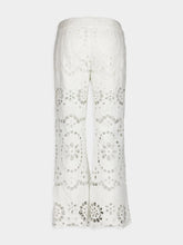 Zimmermann Lexi Embroidered White Eyelet Flared Trousers