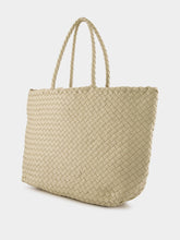 Dragon Diffusion Cream Woven Leather Shoulder Bag