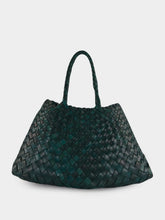 Dragon Diffusion Santa Croce Small Handwoven Forest Green Leather Tote