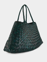 Dragon Diffusion Santa Croce Small Handwoven Forest Green Leather Tote