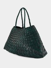 Dragon Diffusion Santa Croce Small Handwoven Forest Green Leather Tote