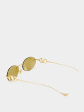 Valentino Garavani Gold and Brown Bejewelled Metal Sunglasses