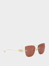 Valentino Garavani Gold and Brown Bejewelled Metal Sunglasses