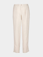 Boglioli Light Beige Straight Fit Linen Trousers