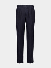 Boglioli Navy Blue Straight-Fit Linen Trousers
