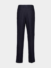 Boglioli Navy Blue Straight-Fit Linen Trousers