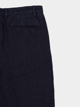 Boglioli Navy Blue Straight-Fit Linen Trousers