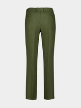 Boglioli Khaki Green Linen Straight Fit Trousers