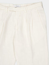 Boglioli White Linen Straight Fit Trousers