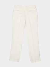 Boglioli White Linen Straight Fit Trousers
