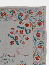 Ornate Beige and Red Suzani Kilim Embroidered Rug