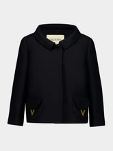 Valentino Garavani Black Crepe Couture Jacket with V Detail