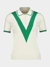 Valentino Garavani Ivory and Green Short-Sleeve Cotton Polo