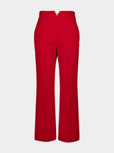 Valentino Garavani Red Wool Crepe Trousers with V Detail