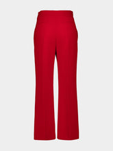 Valentino Garavani Red Wool Crepe Trousers with V Detail
