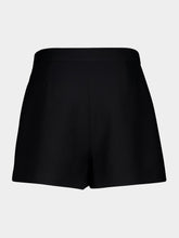 Valentino Garavani Black Crepe Couture Virgin Wool Shorts with V Detail