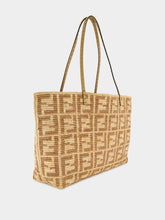 Fendi Beige Roll Large Raffia Crochet Shopper