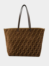 Fendi Dark Brown Roll Large Jacquard Velvet Shoulder Bag