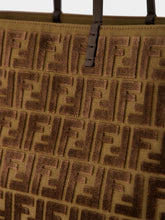 Fendi Dark Brown Roll Large Jacquard Velvet Shoulder Bag