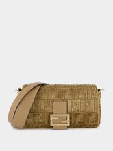 Fendi Cappuccino Jacquard Velvet Baguette Bag