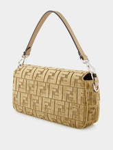 Fendi Cappuccino Jacquard Velvet Baguette Bag