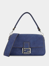 Fendi Blue Denim-Effect Leather Baguette