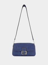 Fendi Blue Denim-Effect Leather Baguette