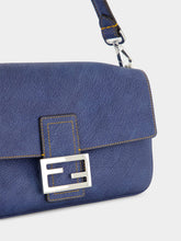 Fendi Blue Denim-Effect Leather Baguette