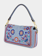 Fendi Light Blue Embroidered Baguette Bag