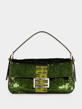 Fendi Khaki Green Sequin Baguette Shoulder Bag