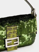 Fendi Khaki Green Sequin Baguette Shoulder Bag