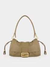 Fendi Dove Grey Soft Medium Baguette Leather Bag