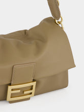 Fendi Dove Grey Soft Medium Baguette Leather Bag