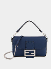Fendi Blue Selleria Mini Baguette Bag