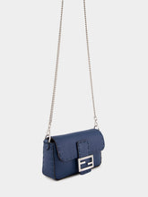 Fendi Blue Selleria Mini Baguette Bag