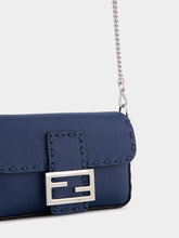Fendi Blue Selleria Mini Baguette Bag
