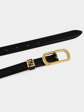 Fendi Black Leather FF Thin Belt