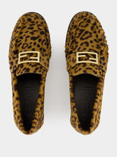 Fendi Brown Leo-Print Cavallino Loafers