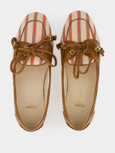 Fendi Red and Beige Striped FF Canvas Driving Loafers