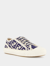 Fendi Blue FF Canvas Low Top Sneakers