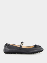 Black Leather Baguette Ballet Flats