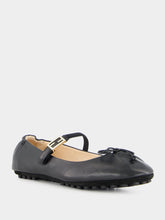Black Leather Baguette Ballet Flats