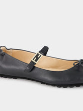 Fendi Black Leather Baguette Ballet Flats