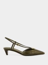 Fendi Olive Green FFold Leather Slingbacks