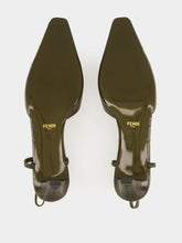 Fendi Olive Green FFold Leather Slingbacks