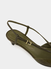 Fendi Olive Green FFold Leather Slingbacks