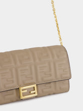 Fendi Dove Grey Nappa Leather Baguette Wallet with Chain
