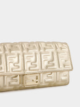 Fendi Metallic Gold Baguette Continental Clutch with Chain