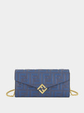 Fendi Blue FF Diamonds Continental Wallet with Chain